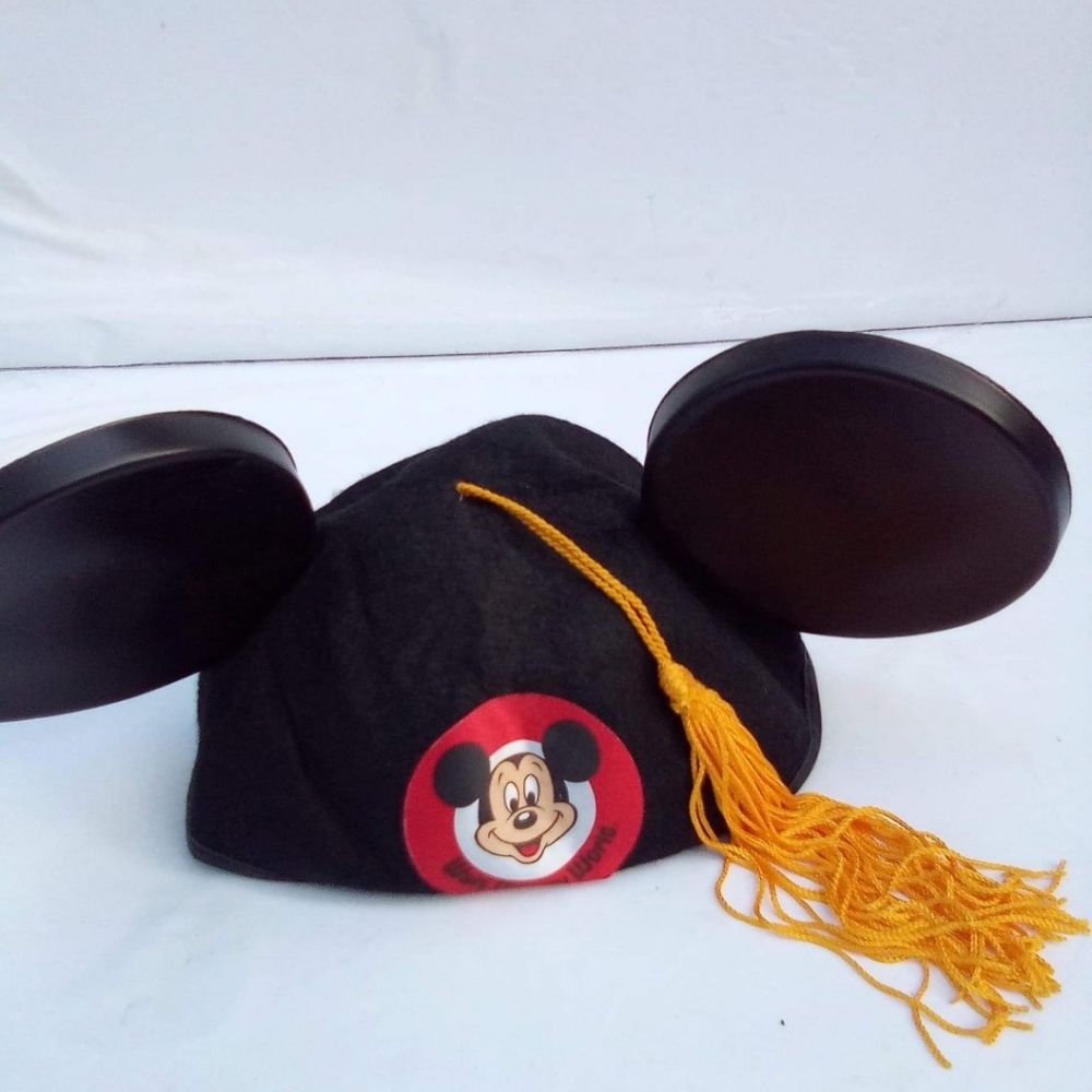 1980s Vintage Walt Disney World Youth Kids Mickey Mouse Ears Felt Cap Hat Tassel